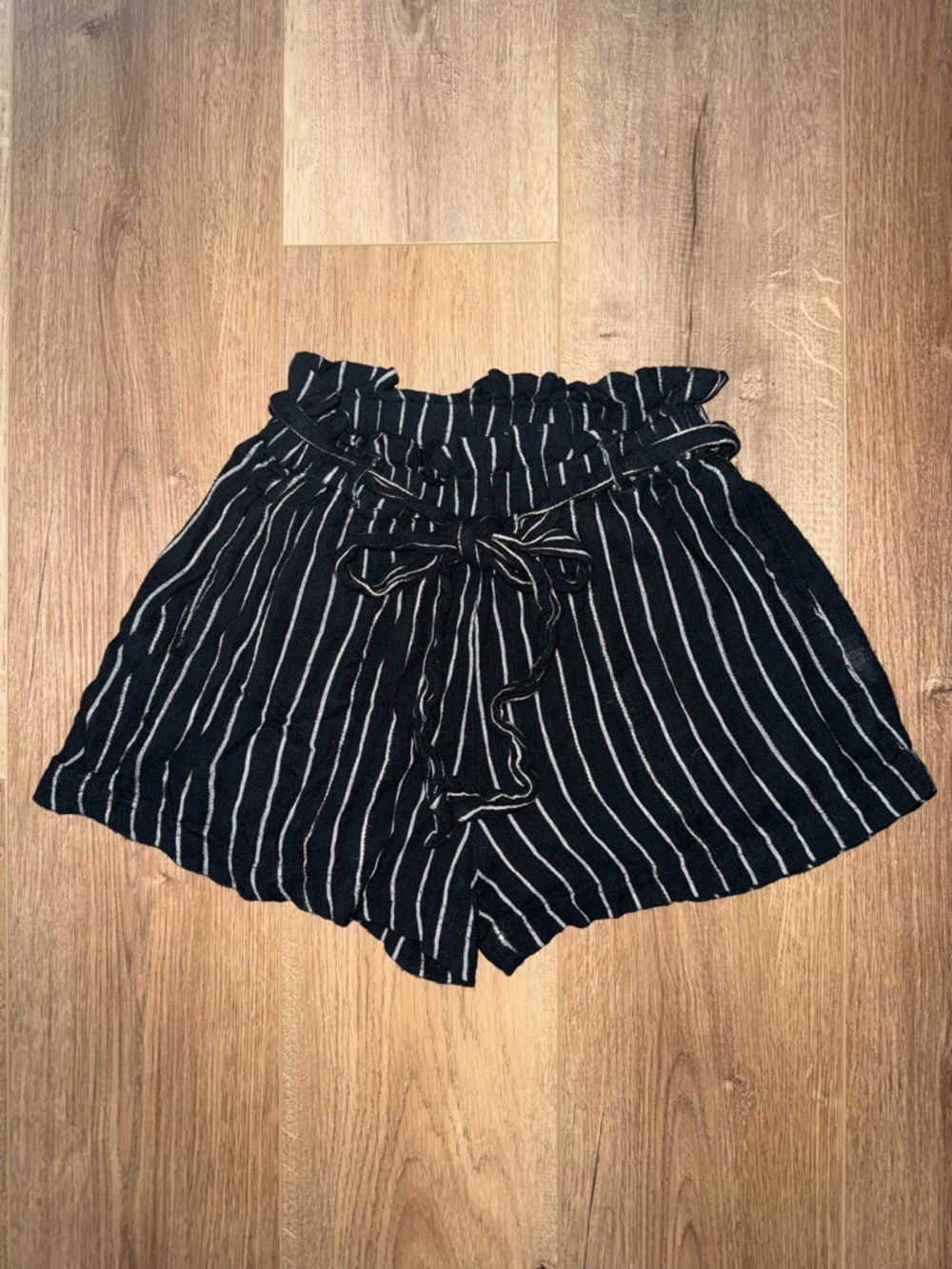 American Eagle Outfitters Black and White Vertical Stripe High-Waist Shorts